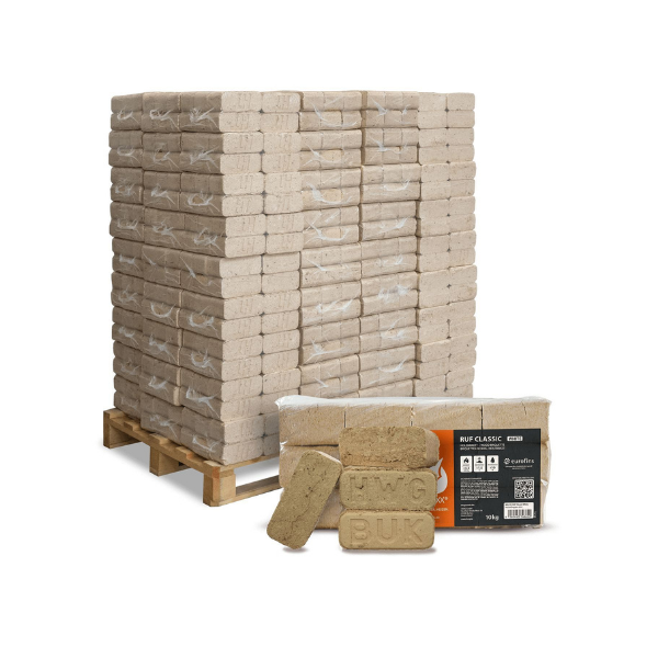 Heizfuxx RUF Classic White Hartholzbriketts – 960 kg Palette (96x10 kg) Premium Weißholz Briketts