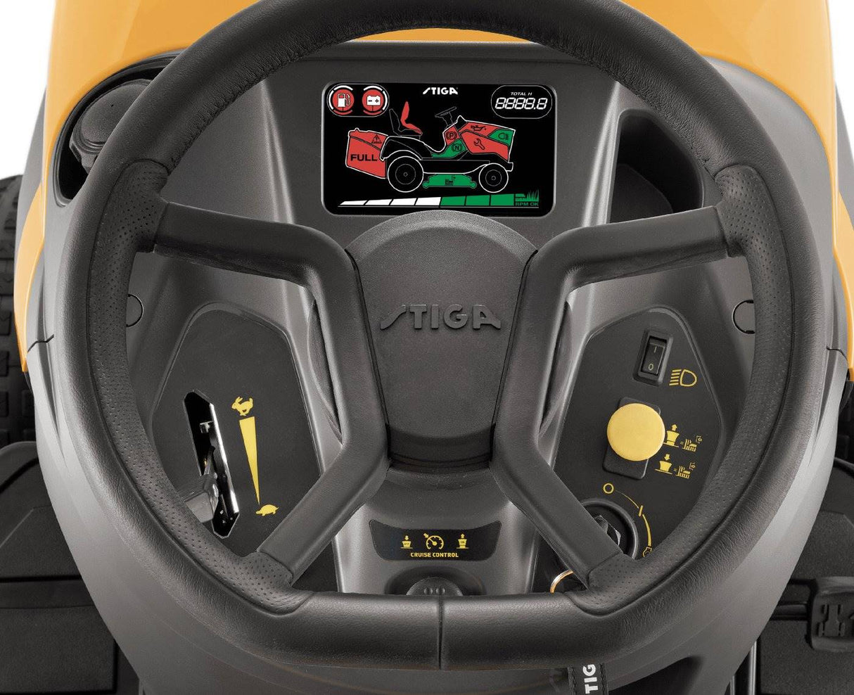 Stiga Allrad-Rasentraktor Estate 9122 WX mit Mulchstopfen, Anhängerkupplung und Ladegerät