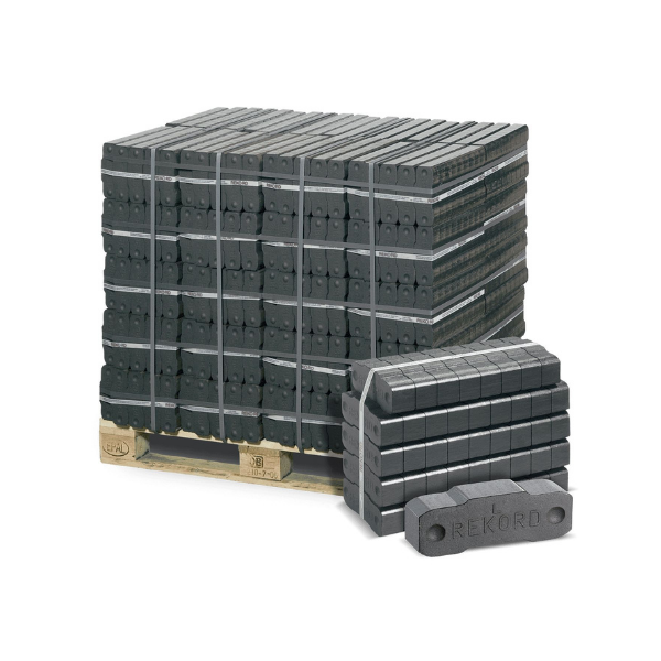 Rekord Braunkohlebriketts – 1000 kg Palette (40x25 kg) Langbrennende Ofen- & Kaminbriketts