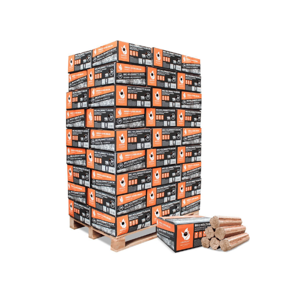 Heizfuxx BBQ Buchenholzbriketts – 972 kg Palette (54x18 kg) Hochwertige Grill- & Feuerstellen Briketts